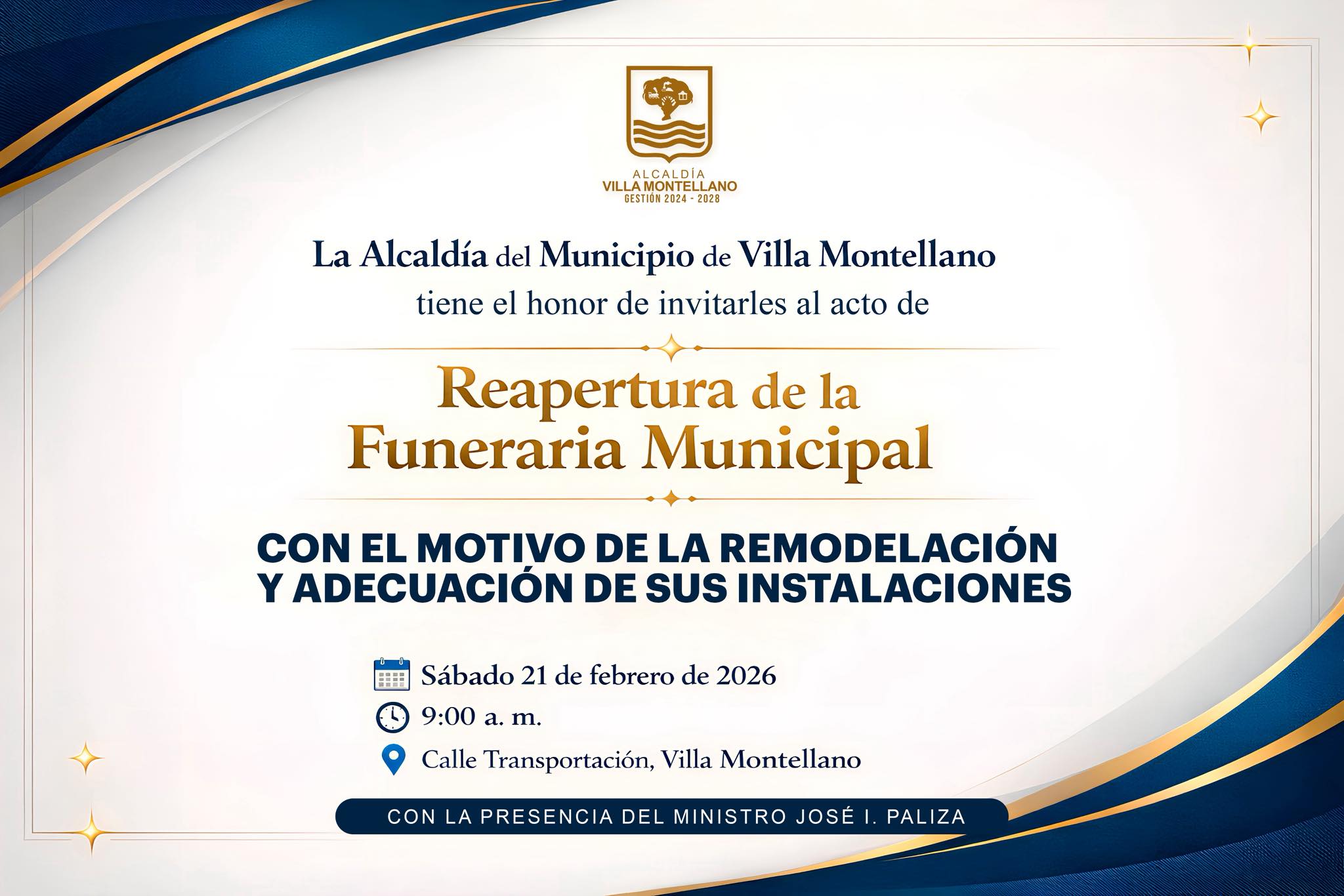 La Alcaldía de Villa Montellano invita a toda la comunidad a la reapertura de nuestra Funeraria Municipal