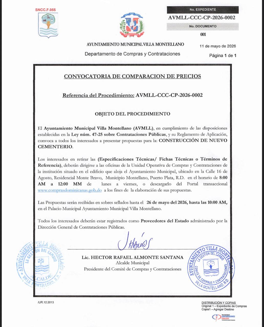 CONVOCATORIA DE COMPARACION DE PRECIOS.